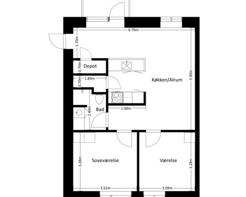 3 værelses lejlighed i Frederikssund