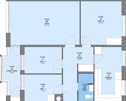 4 værelses lejlighed i Viborg