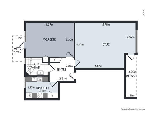 2 værelses lejlighed i Århus C