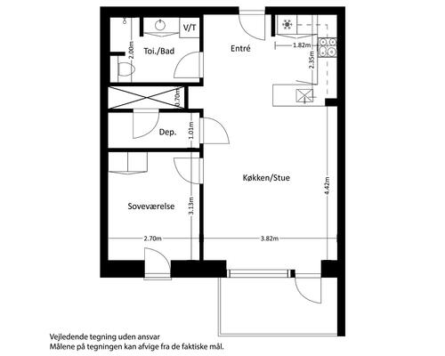 2 værelses lejlighed i Slagelse