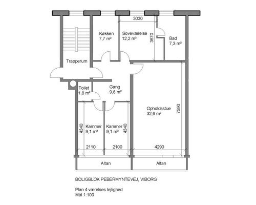 4 værelses lejlighed i Viborg