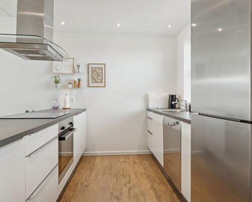 Lys 2-værelses med altan, elevator og tagterrasse tæt på SKANSEN og Lindholm Søpark