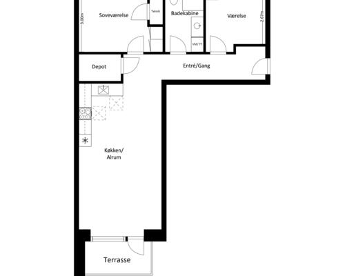 3 værelses lejlighed i Frederikssund