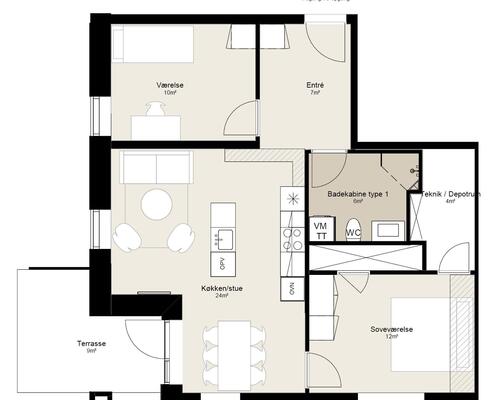 3 værelses lejlighed i Silkeborg