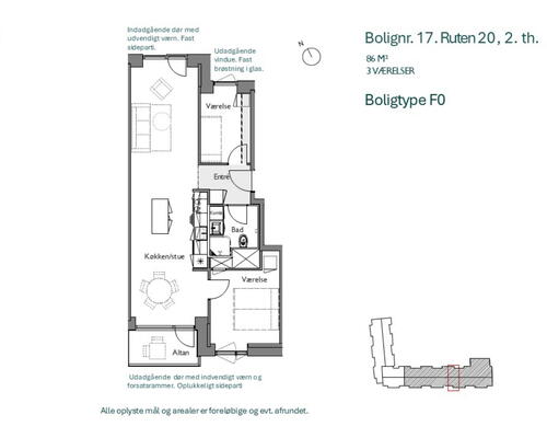 Charmerende 3-værelses lejlighed med egen altan – ideel til par eller mindre familie