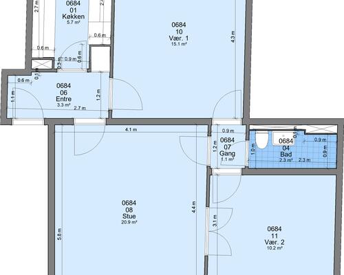 2 værelses lejlighed i Randers