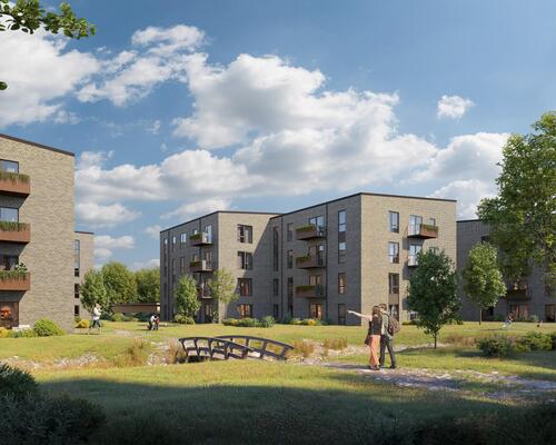 Ny og lækker treværelses lejlighed med køkken-alrum, to værelser, badeværelse, entré samt egen altan/terrasse. Til boligen hører eget skur.