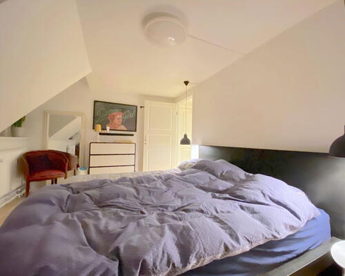 Charmerende 5-værelses taglejlighed med synlige bjælker og stor altan