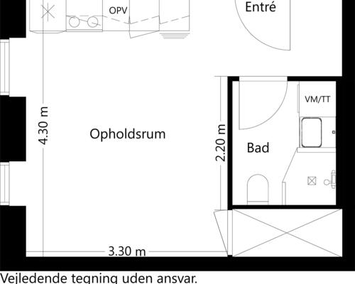 1 værelses lejlighed i Tilst