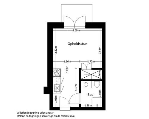 1 værelses lejlighed i Risskov