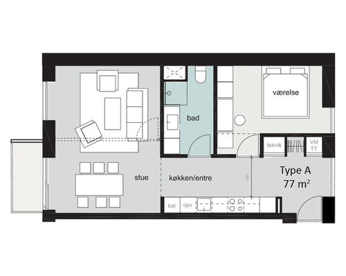 1 værelses lejlighed i Odense C