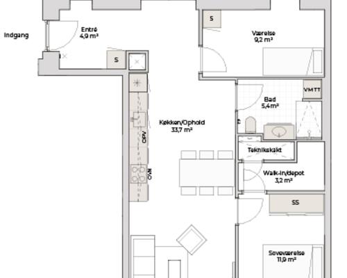 3 værelses lejlighed i Nørresundby