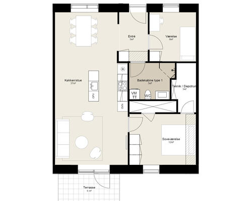 3 værelses lejlighed i Silkeborg