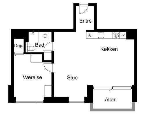 2 værelses lejlighed i København S