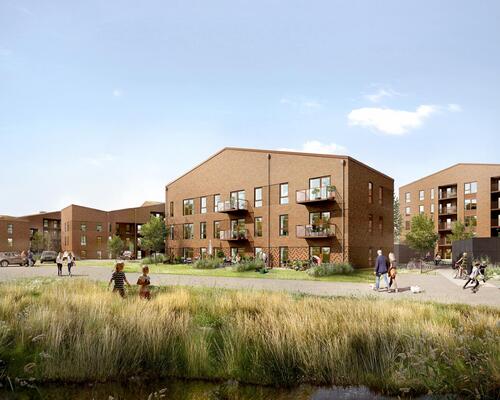 Rummelig fireværelses lejlighed med stort køkken-alrum, gode værelser, stilrent bad og egen altan. Til boligen hører eget skur.