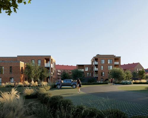 Lys fireværelses lejlighed med plads til hele familien. Lejligheden indeholder alt i hårde hvidevarer og egen altan. Til boligen hører eget skur.