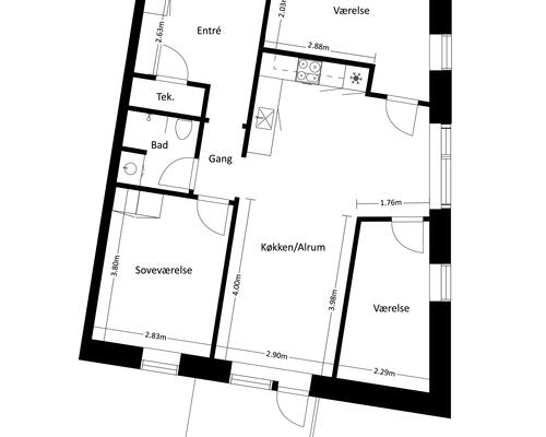 4 værelses lejlighed i Roskilde