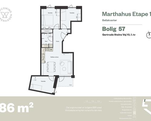 4 værelses lejlighed i København S