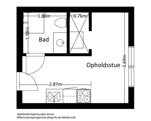 1 værelses lejlighed i Risskov