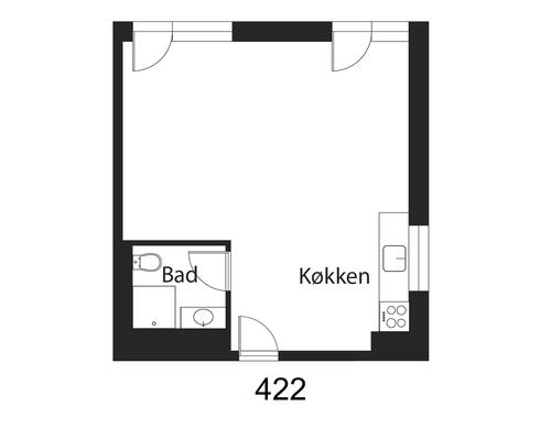 1 værelses lejlighed i København NV
