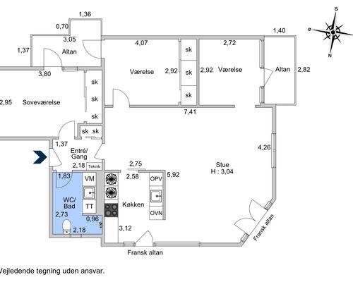 3 værelses lejlighed i København V