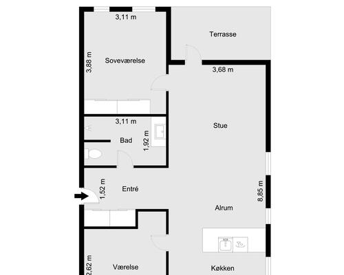 2 værelses lejlighed i Herning