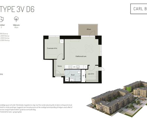 3 værelses lejlighed i Glostrup