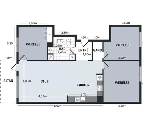 Familievenlig 4-værelses bolig med terrasse!