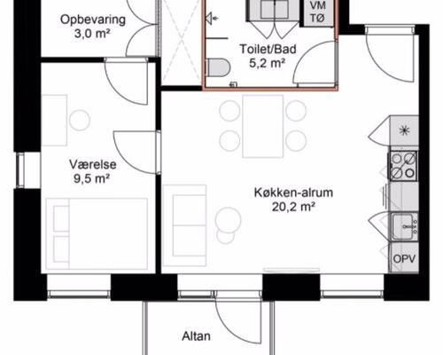 Nyopført 2-værelses lejlighed i Odense C