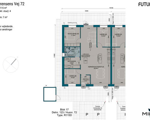 4 værelses hus i Give