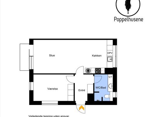 2 værelses lejlighed i Hasselager