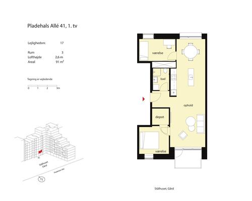 3 værelses lejlighed i København SV
