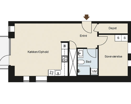 2 værelses lejlighed i Brøndby