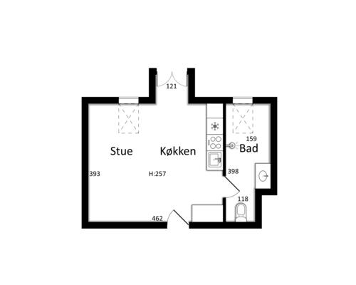 1 værelses lejlighed i Viborg