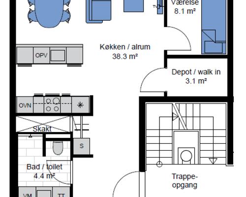 Delevenlig 4-værelses lejlighed på Teglholmen