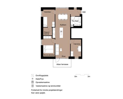 Rummelig og moderne 4-værelses lejlighed med tilladelse til husdyr