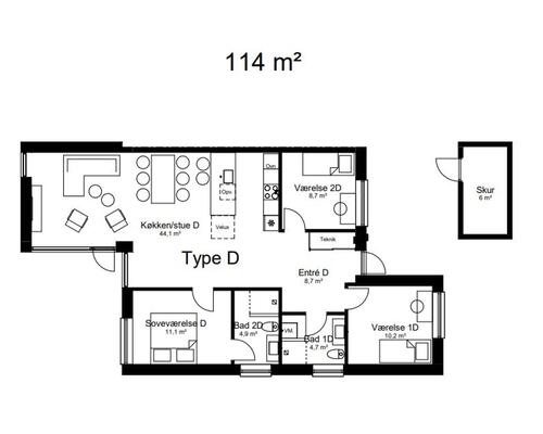 4 værelses lejlighed i Jelling