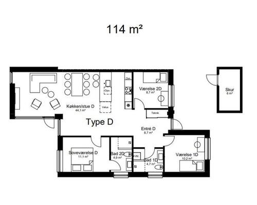 4 værelses lejlighed i Jelling