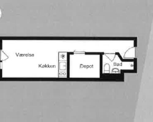 1-værelses studiebolig med depotrum