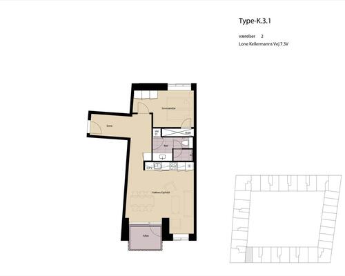 2 værelses lejlighed i København SV