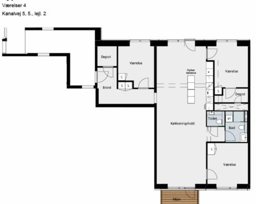 Stor 4-værelses lejlighed i Kongens Lyngby