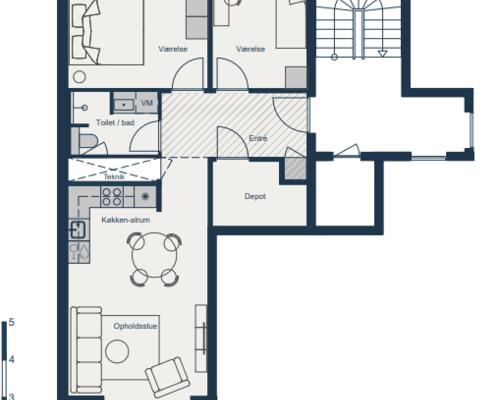 3 værelses lejlighed på Slangerupgade i Hillerød udlejes