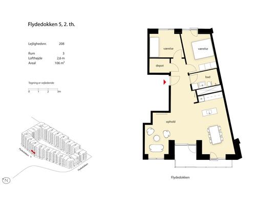 3 værelses lejlighed i København SV