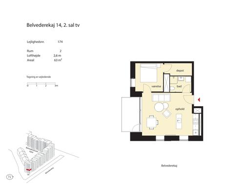 2 værelses lejlighed i København SV