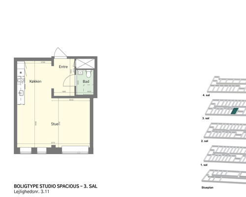 Rummeligt studio et stenkast fra Amagerbro