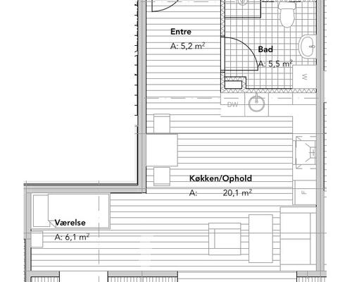 1 værelses lejlighed i Viborg