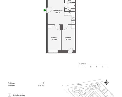 3 værelses lejlighed i Odense C