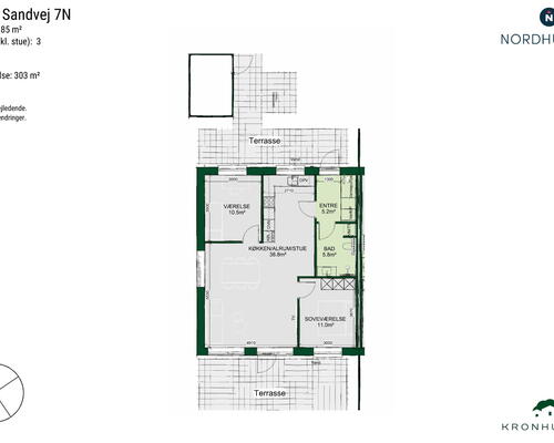 3 værelses hus i Ølsted