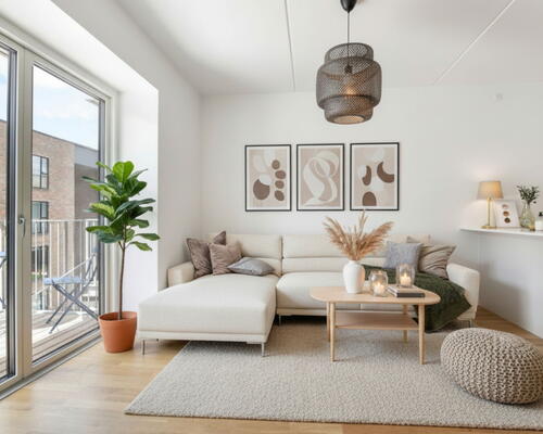 Stilfuld 2-værelses lejlighed med egen terrasse og stor stue