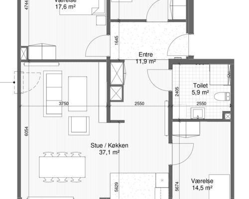 4 værelses lejlighed i Trige